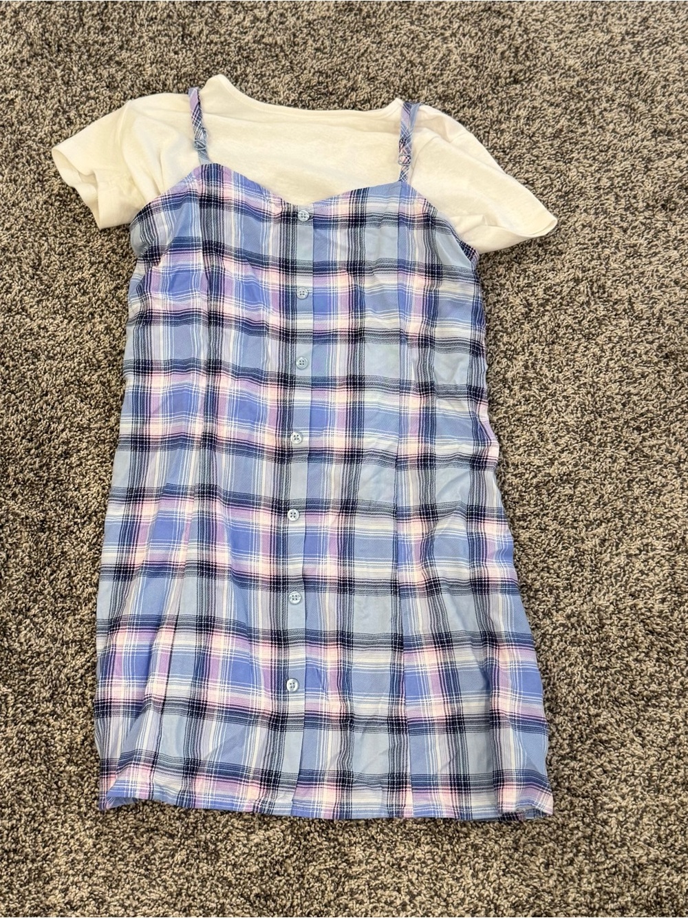 art class Blue & Pink Plaid Button-Front Slip Dress and Top